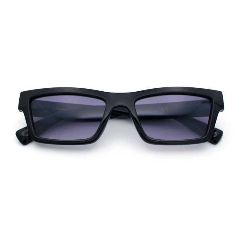 Hipster Dad Fashion Narrow Rectangle Thick Plastic Horn Rim Sunglasses