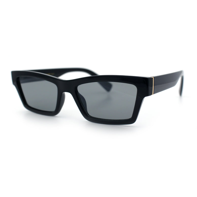Hipster Dad Fashion Narrow Rectangle Thick Plastic Horn Rim Sunglasses