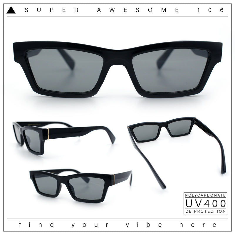 Hipster Dad Fashion Narrow Rectangle Thick Plastic Horn Rim Sunglasses
