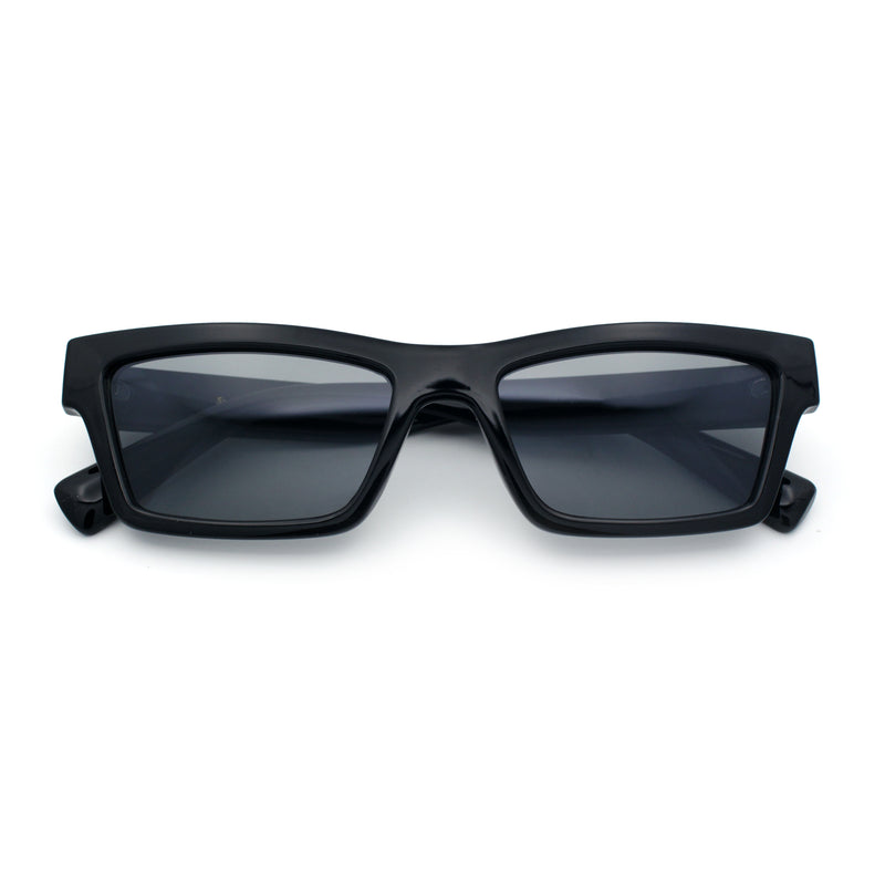 Hipster Dad Fashion Narrow Rectangle Thick Plastic Horn Rim Sunglasses