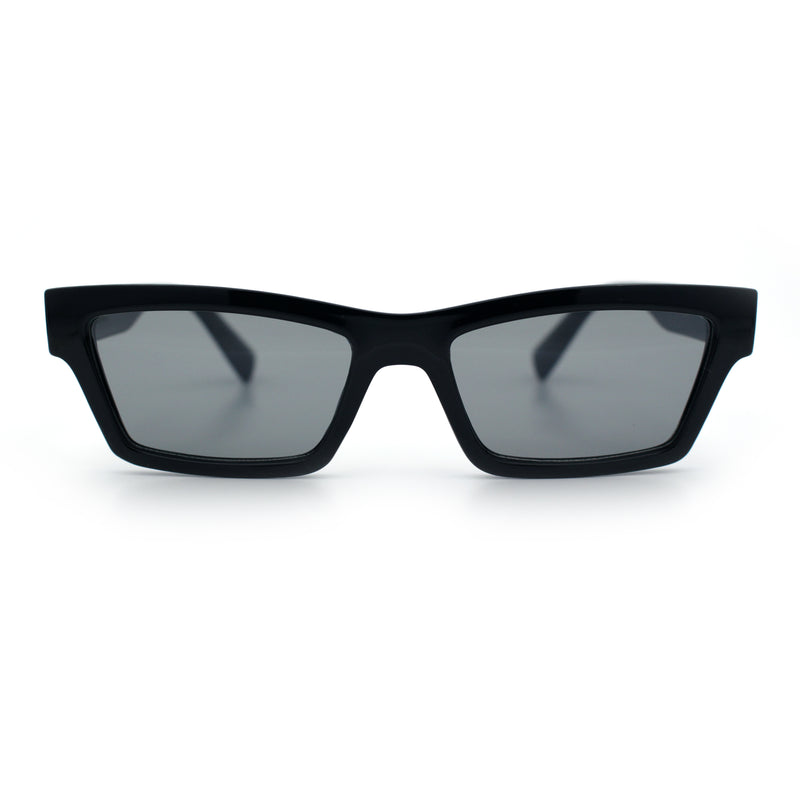 Hipster Dad Fashion Narrow Rectangle Thick Plastic Horn Rim Sunglasses