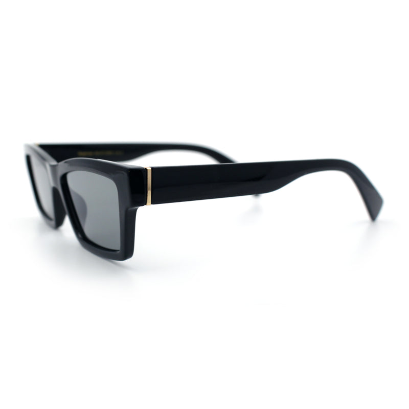 Hipster Dad Fashion Narrow Rectangle Thick Plastic Horn Rim Sunglasses