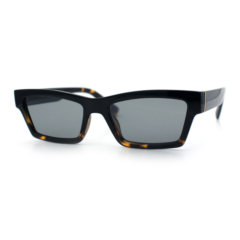 Hipster Dad Fashion Narrow Rectangle Thick Plastic Horn Rim Sunglasses