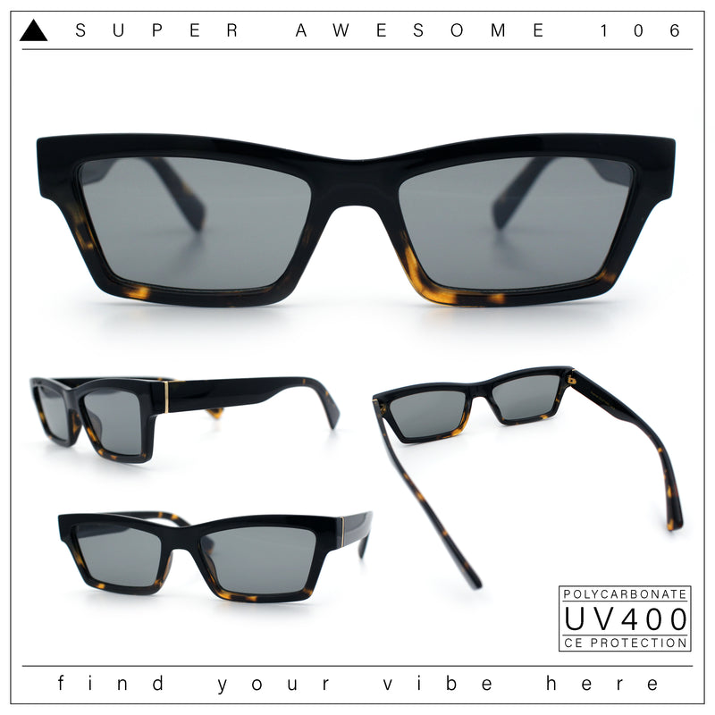 Hipster Dad Fashion Narrow Rectangle Thick Plastic Horn Rim Sunglasses