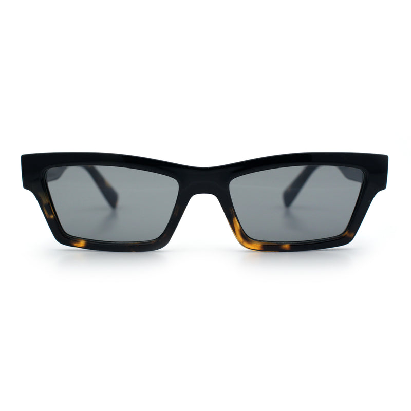 Hipster Dad Fashion Narrow Rectangle Thick Plastic Horn Rim Sunglasses