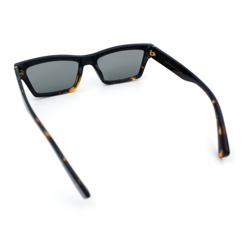 Hipster Dad Fashion Narrow Rectangle Thick Plastic Horn Rim Sunglasses