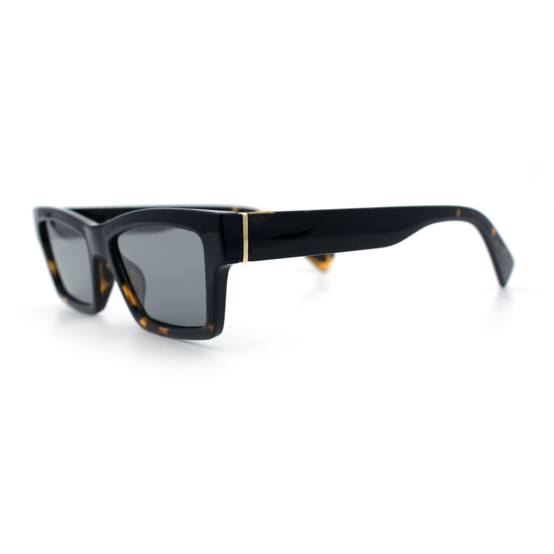 Hipster Dad Fashion Narrow Rectangle Thick Plastic Horn Rim Sunglasses