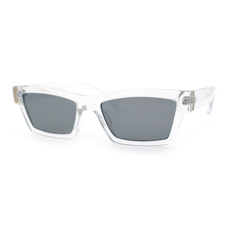 Hipster Dad Fashion Narrow Rectangle Thick Plastic Horn Rim Sunglasses