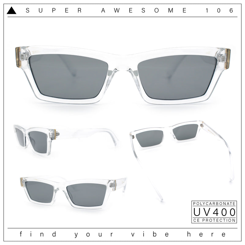Hipster Dad Fashion Narrow Rectangle Thick Plastic Horn Rim Sunglasses