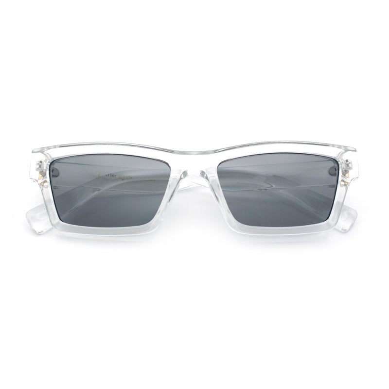 Hipster Dad Fashion Narrow Rectangle Thick Plastic Horn Rim Sunglasses