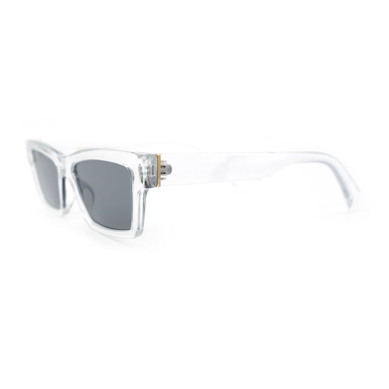 Hipster Dad Fashion Narrow Rectangle Thick Plastic Horn Rim Sunglasses