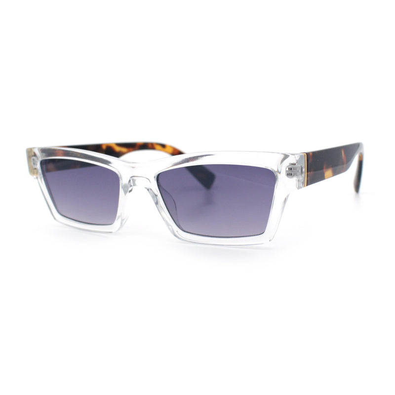 Hipster Dad Fashion Narrow Rectangle Thick Plastic Horn Rim Sunglasses
