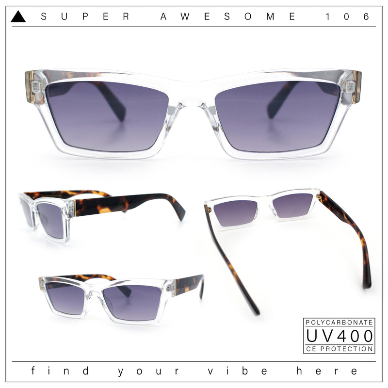 Hipster Dad Fashion Narrow Rectangle Thick Plastic Horn Rim Sunglasses