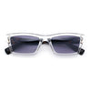 Hipster Dad Fashion Narrow Rectangle Thick Plastic Horn Rim Sunglasses