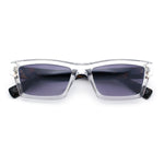 Hipster Dad Fashion Narrow Rectangle Thick Plastic Horn Rim Sunglasses