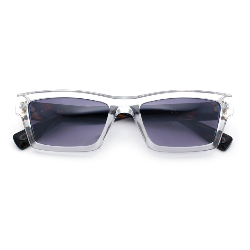 Hipster Dad Fashion Narrow Rectangle Thick Plastic Horn Rim Sunglasses