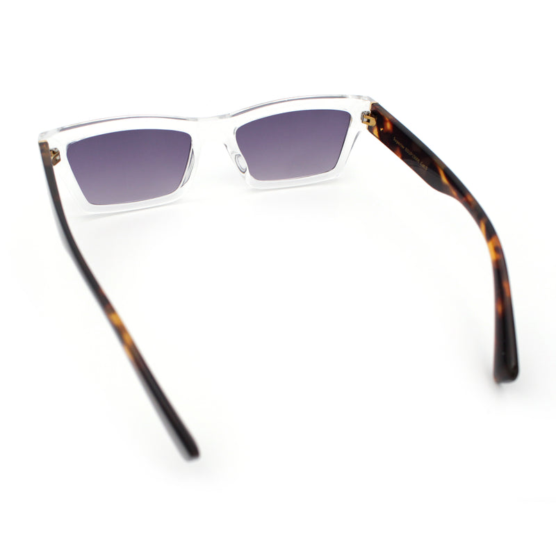 Hipster Dad Fashion Narrow Rectangle Thick Plastic Horn Rim Sunglasses