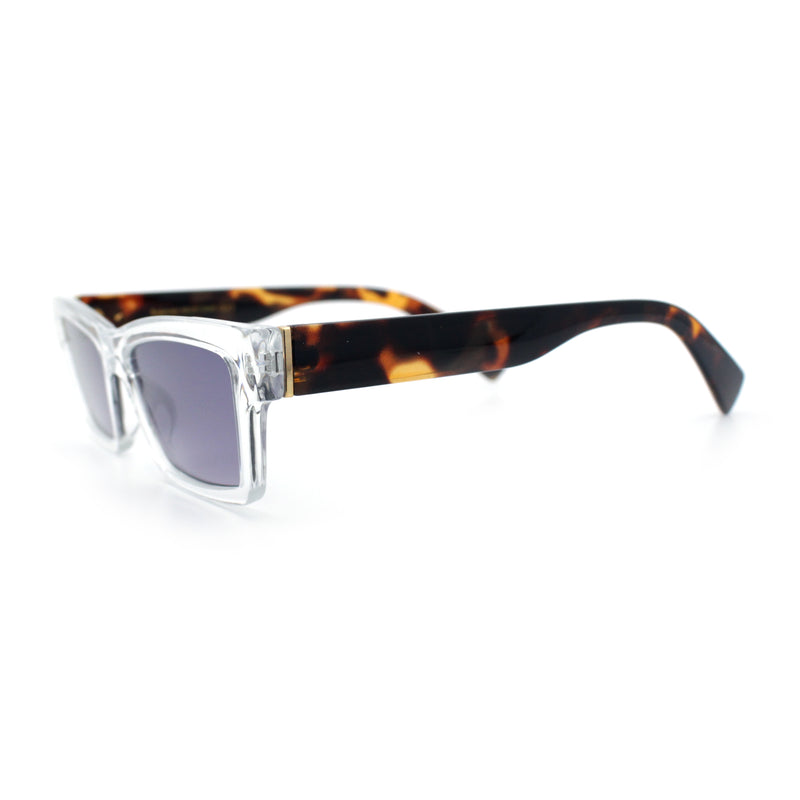 Hipster Dad Fashion Narrow Rectangle Thick Plastic Horn Rim Sunglasses