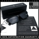 Hipster Dad Fashion Narrow Rectangle Thick Plastic Horn Rim Sunglasses
