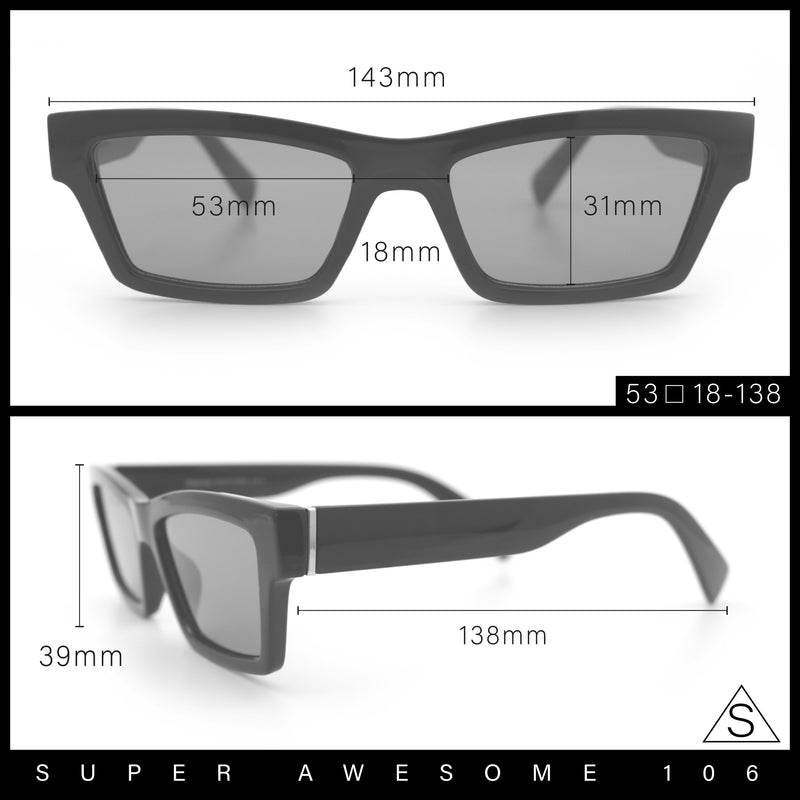 Hipster Dad Fashion Narrow Rectangle Thick Plastic Horn Rim Sunglasses