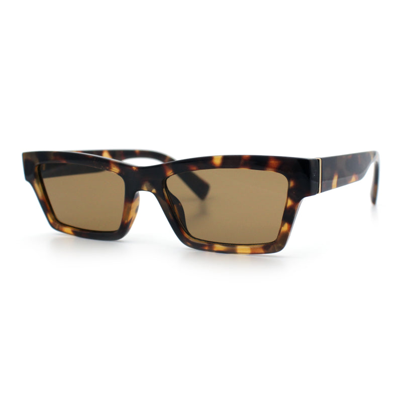 Hipster Dad Fashion Narrow Rectangle Thick Plastic Horn Rim Sunglasses