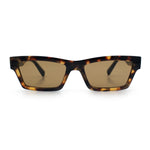 Hipster Dad Fashion Narrow Rectangle Thick Plastic Horn Rim Sunglasses