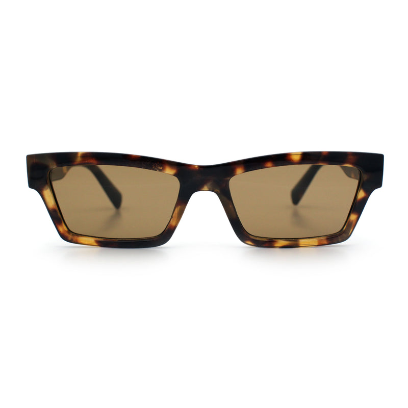 Hipster Dad Fashion Narrow Rectangle Thick Plastic Horn Rim Sunglasses