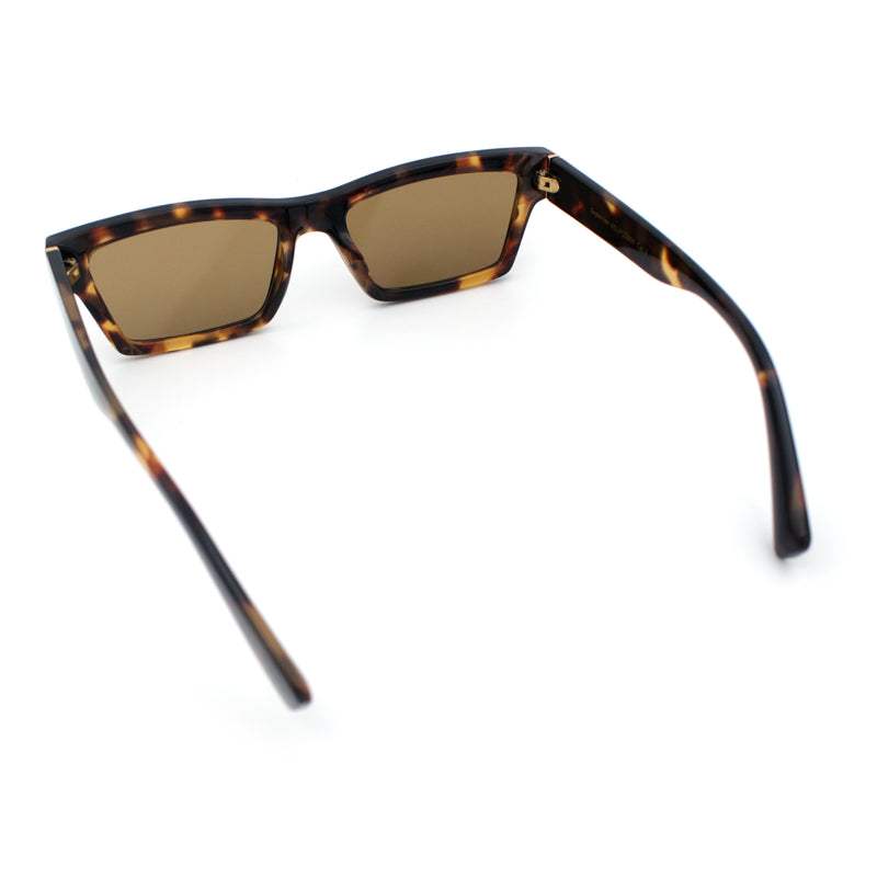 Hipster Dad Fashion Narrow Rectangle Thick Plastic Horn Rim Sunglasses