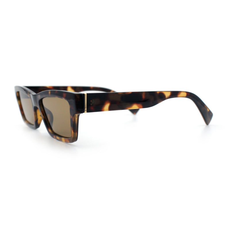 Hipster Dad Fashion Narrow Rectangle Thick Plastic Horn Rim Sunglasses