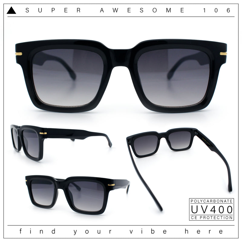 Gentlemanly Retro Thick Horn Rim Oversized Plastic Fashion Sunglasses