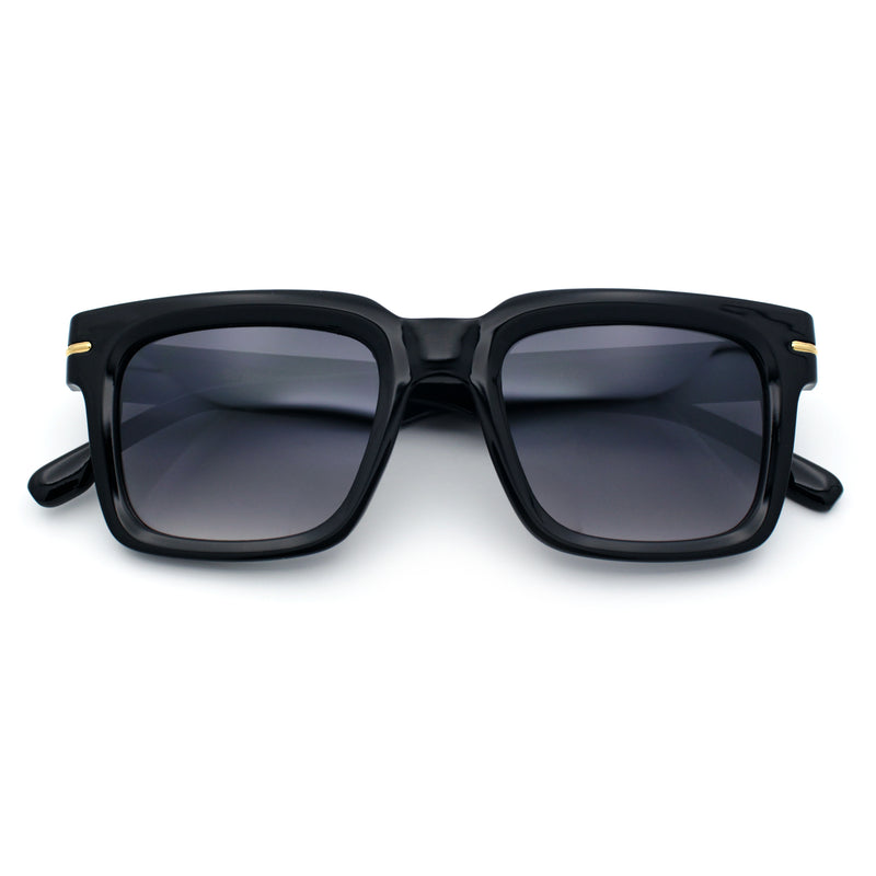 Gentlemanly Retro Thick Horn Rim Oversized Plastic Fashion Sunglasses
