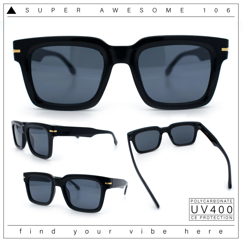 Gentlemanly Retro Thick Horn Rim Oversized Plastic Fashion Sunglasses