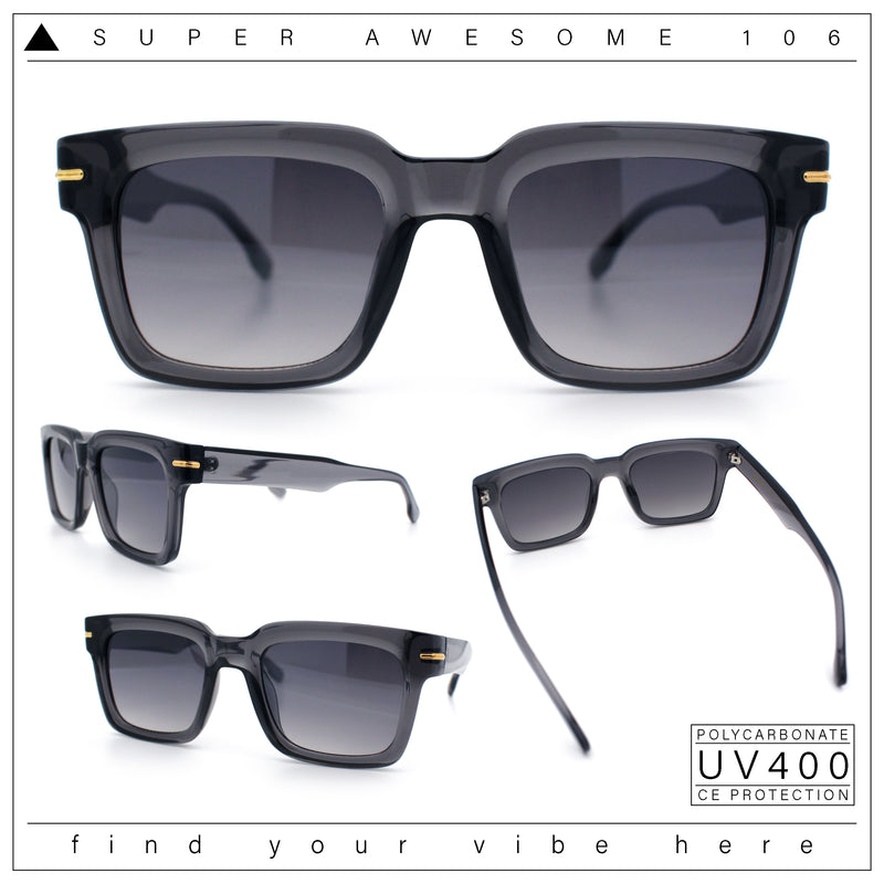 Gentlemanly Retro Thick Horn Rim Oversized Plastic Fashion Sunglasses