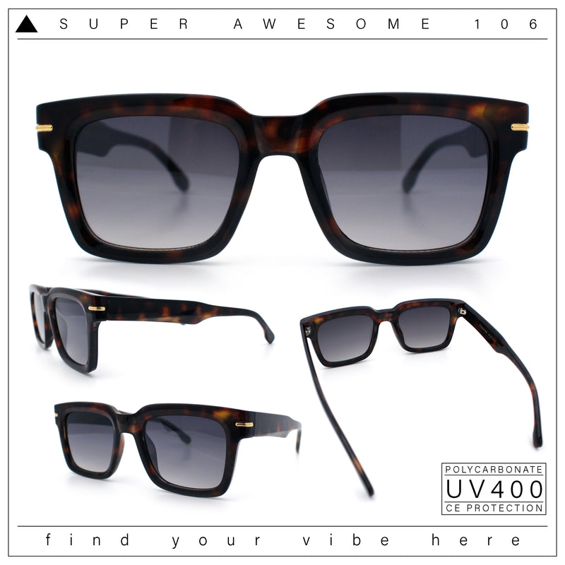 Gentlemanly Retro Thick Horn Rim Oversized Plastic Fashion Sunglasses