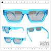 Neon Mod Silver Mirror Narrow Rectangle Cat Eye Plastic Retro Sunglasses