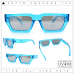 Neon Mod Silver Mirror Narrow Rectangle Cat Eye Plastic Retro Sunglasses