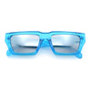 Neon Mod Silver Mirror Narrow Rectangle Cat Eye Plastic Retro Sunglasses