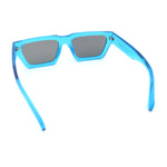 Neon Mod Silver Mirror Narrow Rectangle Cat Eye Plastic Retro Sunglasses