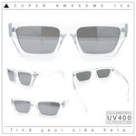 Neon Mod Silver Mirror Narrow Rectangle Cat Eye Plastic Retro Sunglasses
