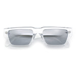 Neon Mod Silver Mirror Narrow Rectangle Cat Eye Plastic Retro Sunglasses