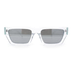 Neon Mod Silver Mirror Narrow Rectangle Cat Eye Plastic Retro Sunglasses