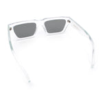 Neon Mod Silver Mirror Narrow Rectangle Cat Eye Plastic Retro Sunglasses