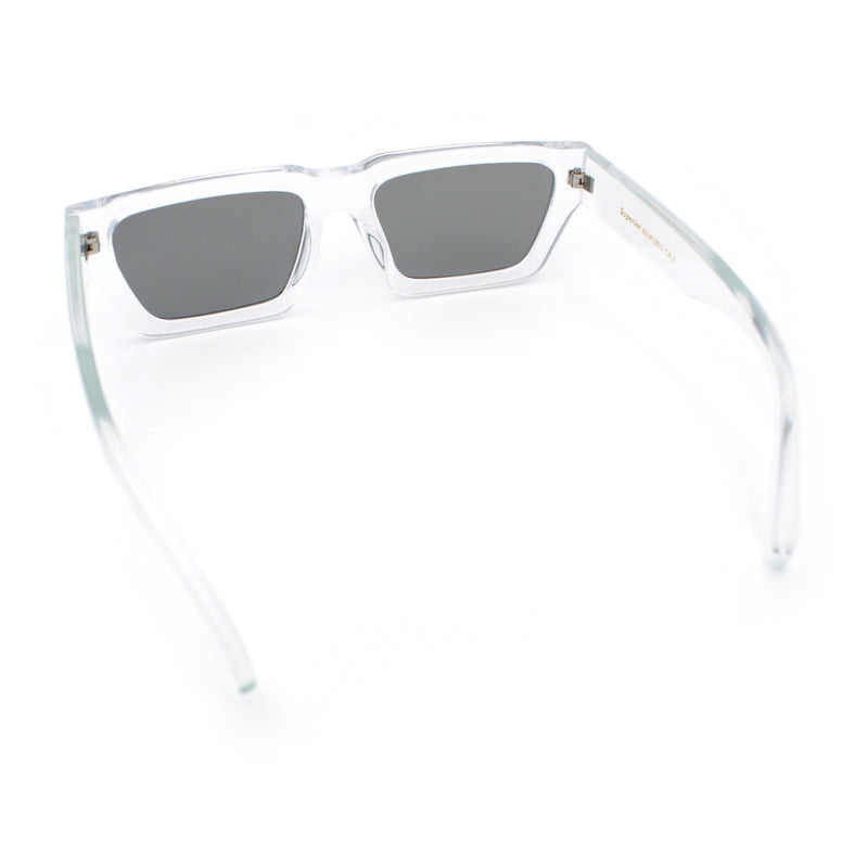 Neon Mod Silver Mirror Narrow Rectangle Cat Eye Plastic Retro Sunglasses