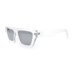 Neon Mod Silver Mirror Narrow Rectangle Cat Eye Plastic Retro Sunglasses