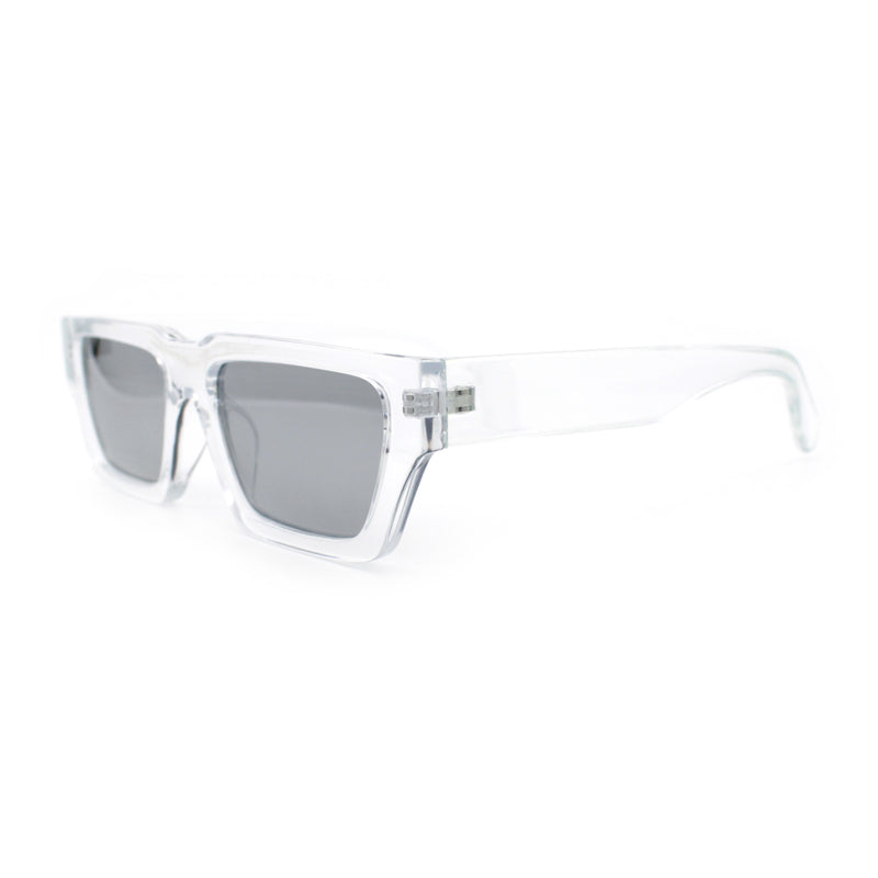 Neon Mod Silver Mirror Narrow Rectangle Cat Eye Plastic Retro Sunglasses