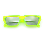 Neon Mod Silver Mirror Narrow Rectangle Cat Eye Plastic Retro Sunglasses