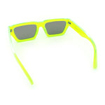 Neon Mod Silver Mirror Narrow Rectangle Cat Eye Plastic Retro Sunglasses