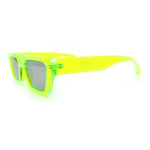 Neon Mod Silver Mirror Narrow Rectangle Cat Eye Plastic Retro Sunglasses