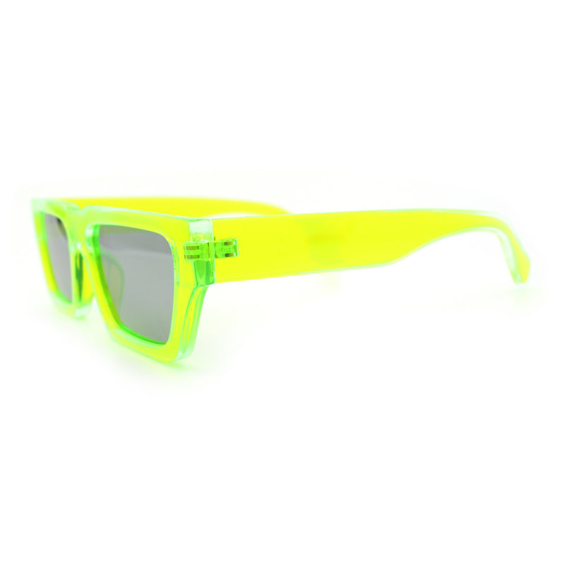 Neon Mod Silver Mirror Narrow Rectangle Cat Eye Plastic Retro Sunglasses