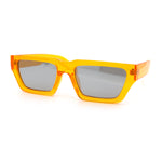 Neon Mod Silver Mirror Narrow Rectangle Cat Eye Plastic Retro Sunglasses